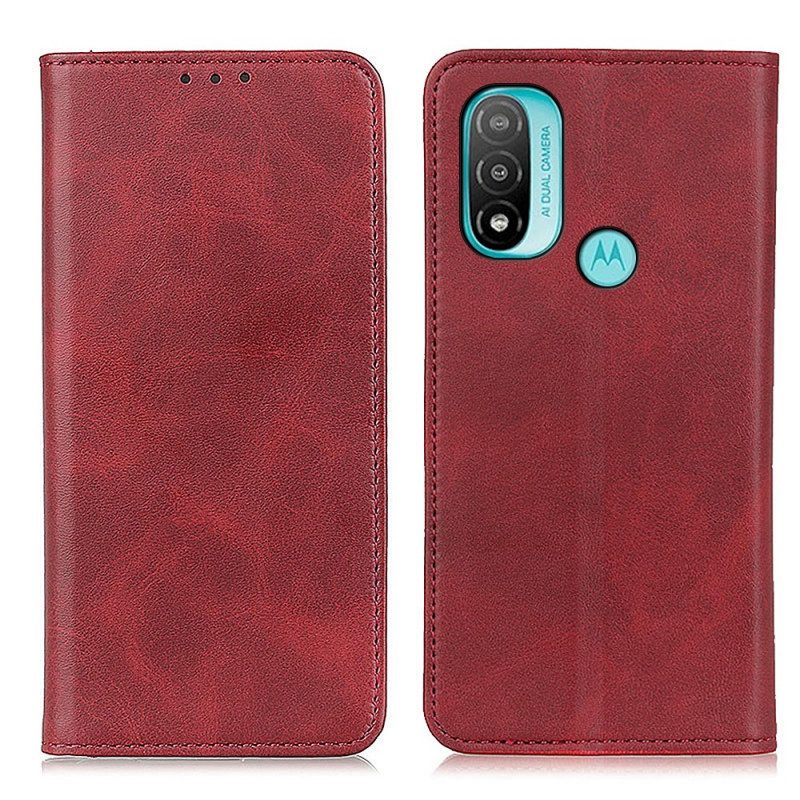 Folio Cover Moto E40 / E30 / E20 Custodia in pelle Pelle Crosta Eleganza