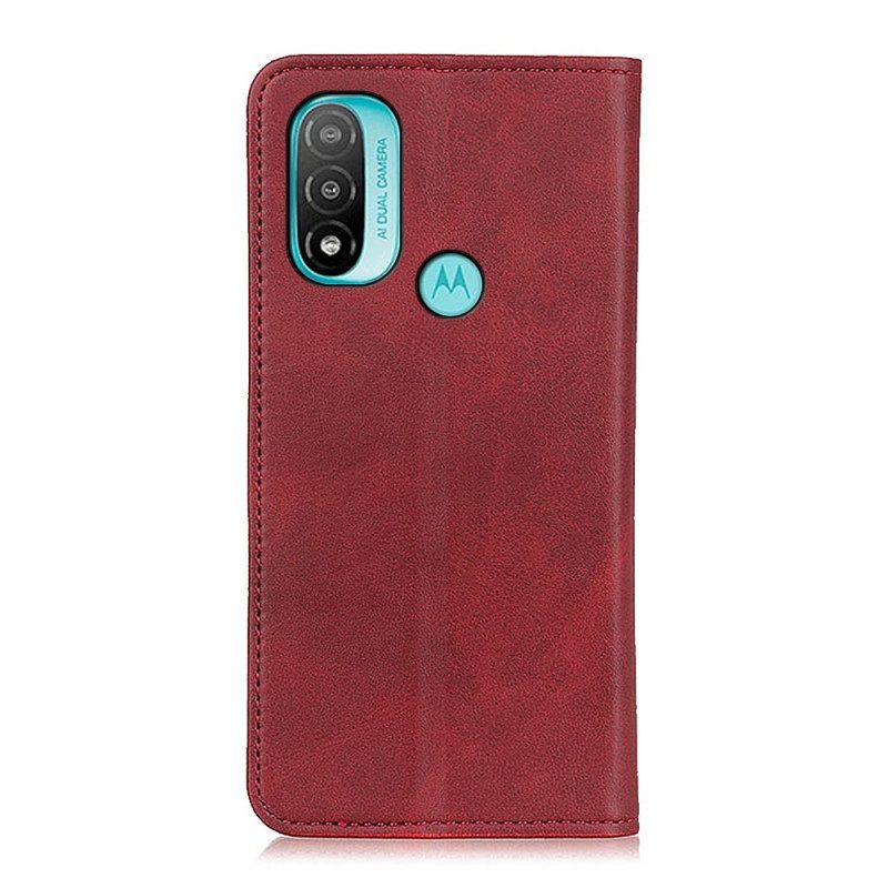 Folio Cover Moto E40 / E30 / E20 Custodia in pelle Pelle Crosta Eleganza