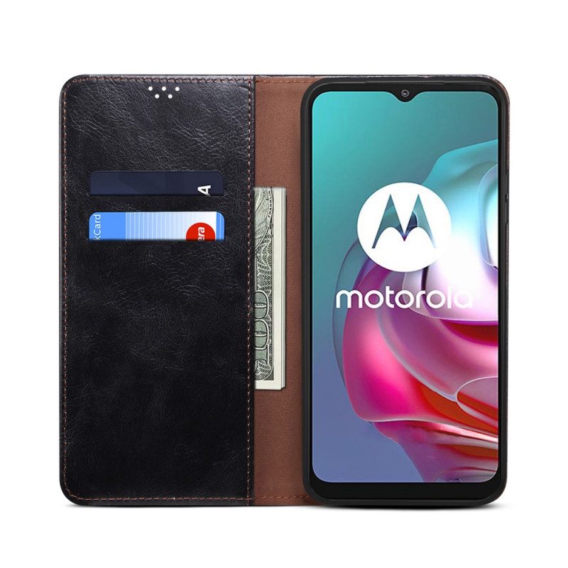 Folio Cover Moto E40 / E30 / E20 Custodia in pelle Ecopelle Cerata