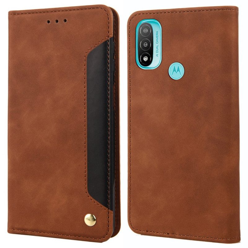 Folio Cover Moto E40 / E30 / E20 Custodia in pelle Effetto Pelle Business Bicolore