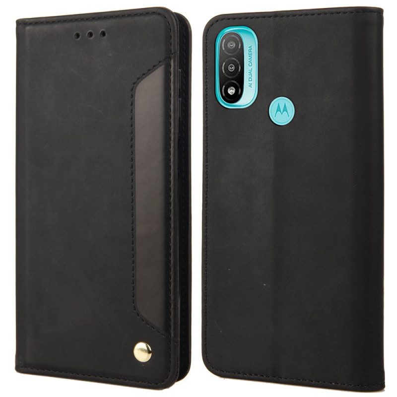 Folio Cover Moto E40 / E30 / E20 Custodia in pelle Effetto Pelle Business Bicolore