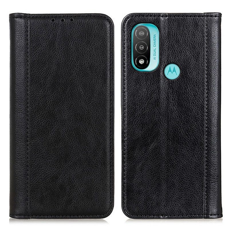 Folio Cover Moto E40 / E30 / E20 Custodia in pelle Eleganza Split Litchi Leather