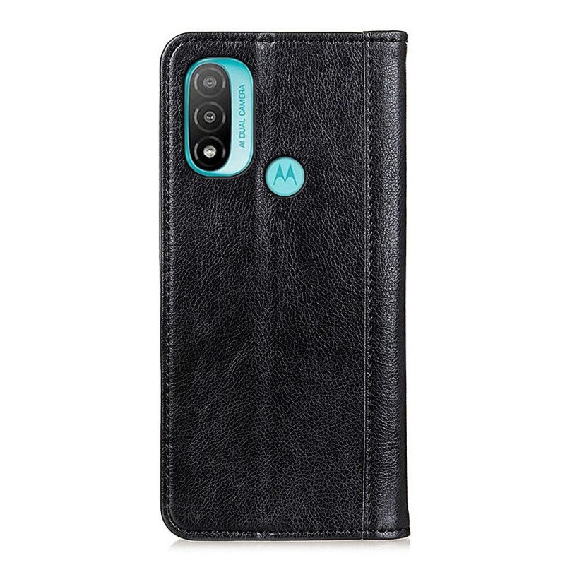 Folio Cover Moto E40 / E30 / E20 Custodia in pelle Eleganza Split Litchi Leather