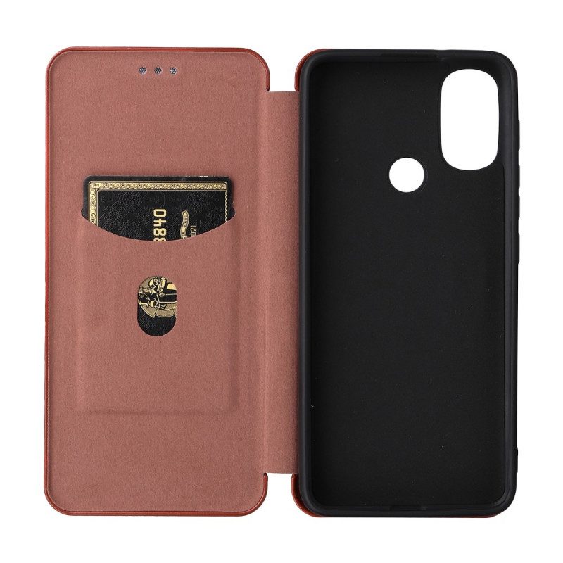 Folio Cover Moto E40 / E30 / E20 Custodia in pelle Fibra Di Carbonio