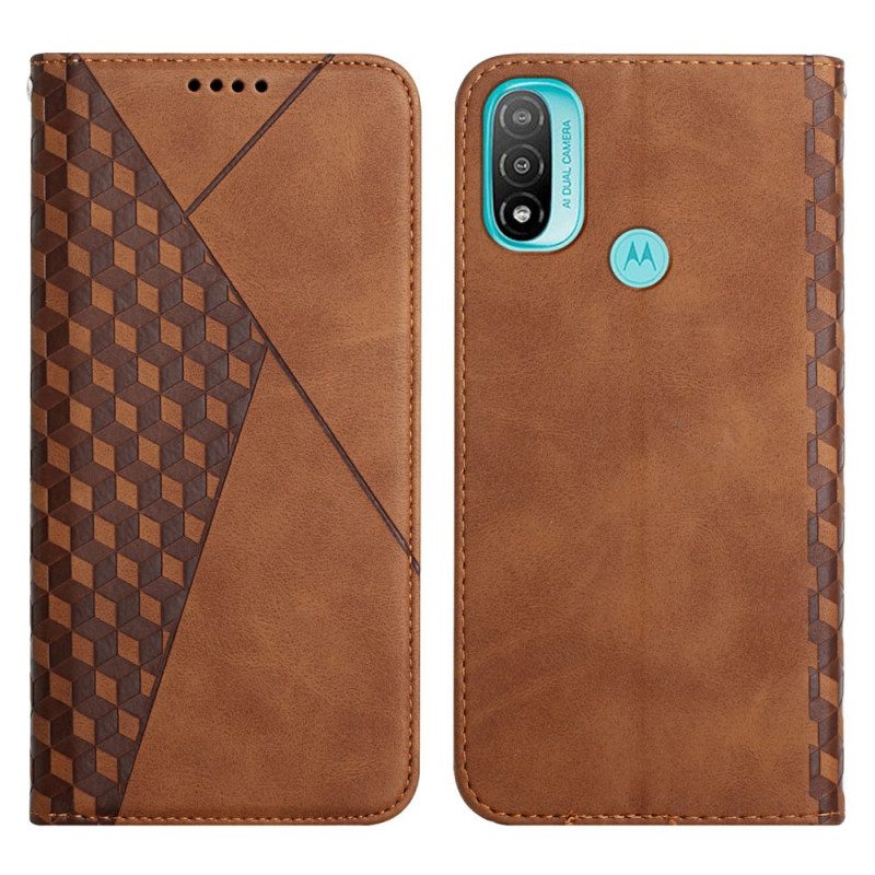 Folio Cover Moto E40 / E30 / E20 Custodia in pelle Geo Effetto Pelle