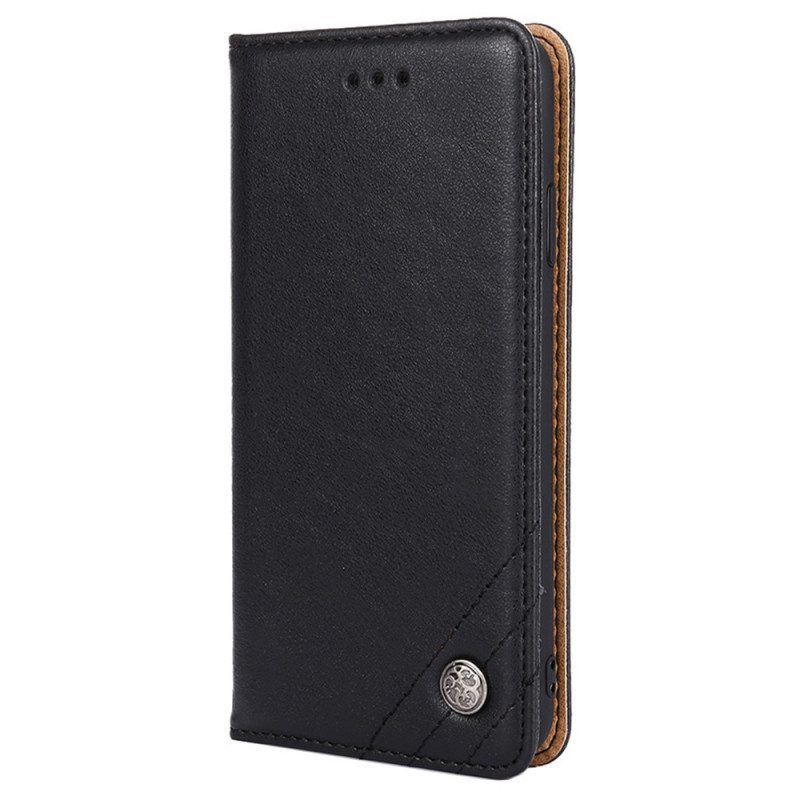 Folio Cover Moto E40 / E30 / E20 Custodia in pelle Rivetto In Pelle Stile