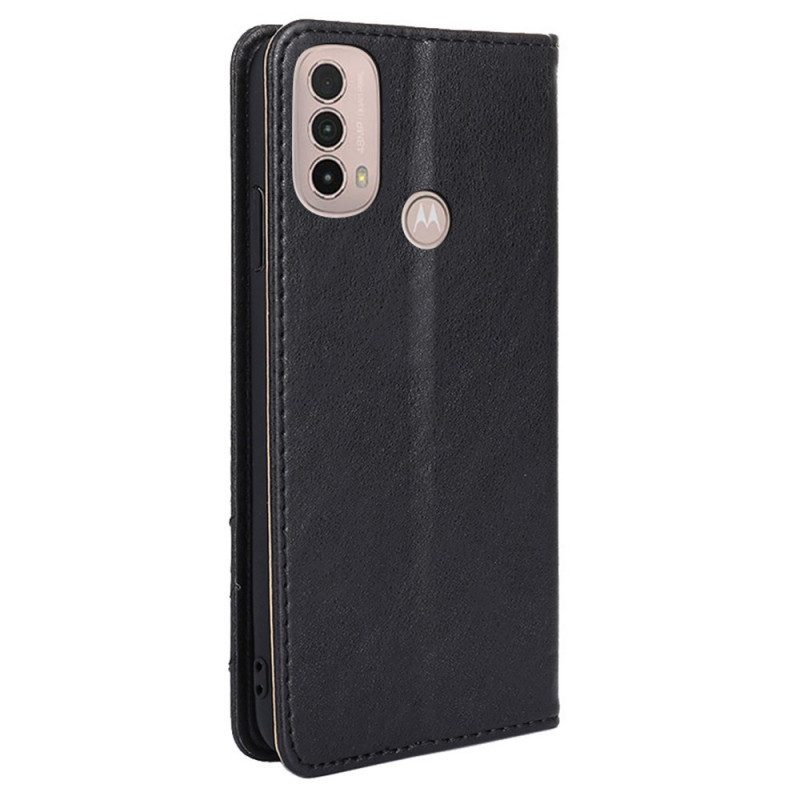 Folio Cover Moto E40 / E30 / E20 Custodia in pelle Rivetto In Pelle Stile