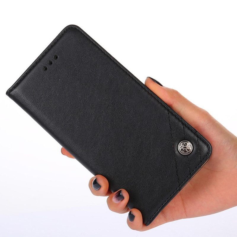 Folio Cover Moto E40 / E30 / E20 Custodia in pelle Rivetto In Pelle Stile