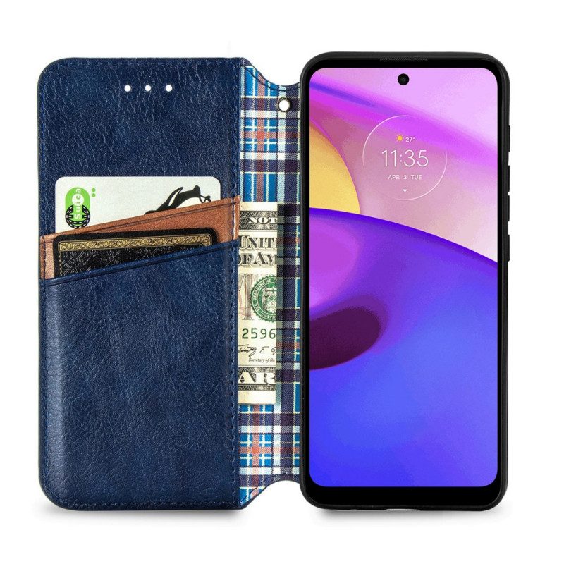 Folio Cover Moto E40 / E30 / E20 Custodia in pelle Texture Diamante Effetto Pelle