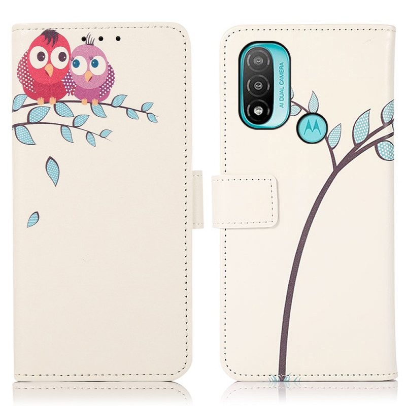 Folio Cover Moto E40 / E30 / E20 Paio Di Gufi Sull'albero