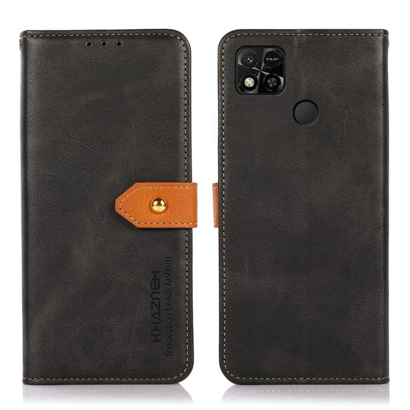 Custodia A Portafoglio Xiaomi Redmi 10A Chiusura Dorata Bicolore Khazneh