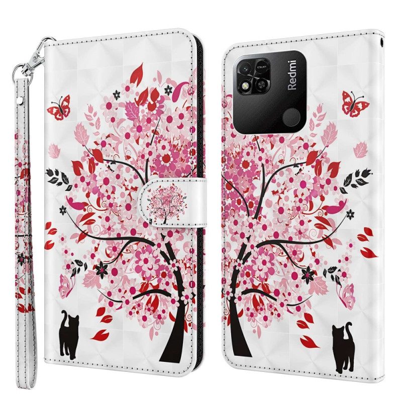 Custodia in pelle Xiaomi Redmi 10A Albero Di Rose Strappy