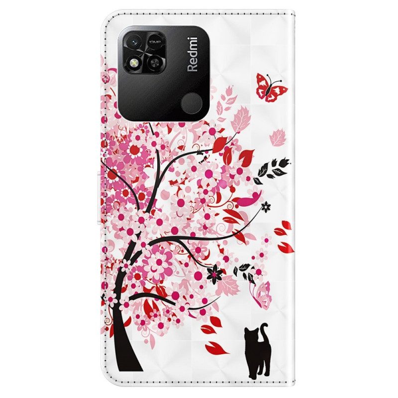 Custodia in pelle Xiaomi Redmi 10A Albero Di Rose Strappy