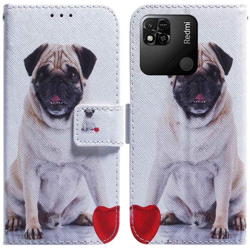 Custodia in pelle Xiaomi Redmi 10A Cane Carlino