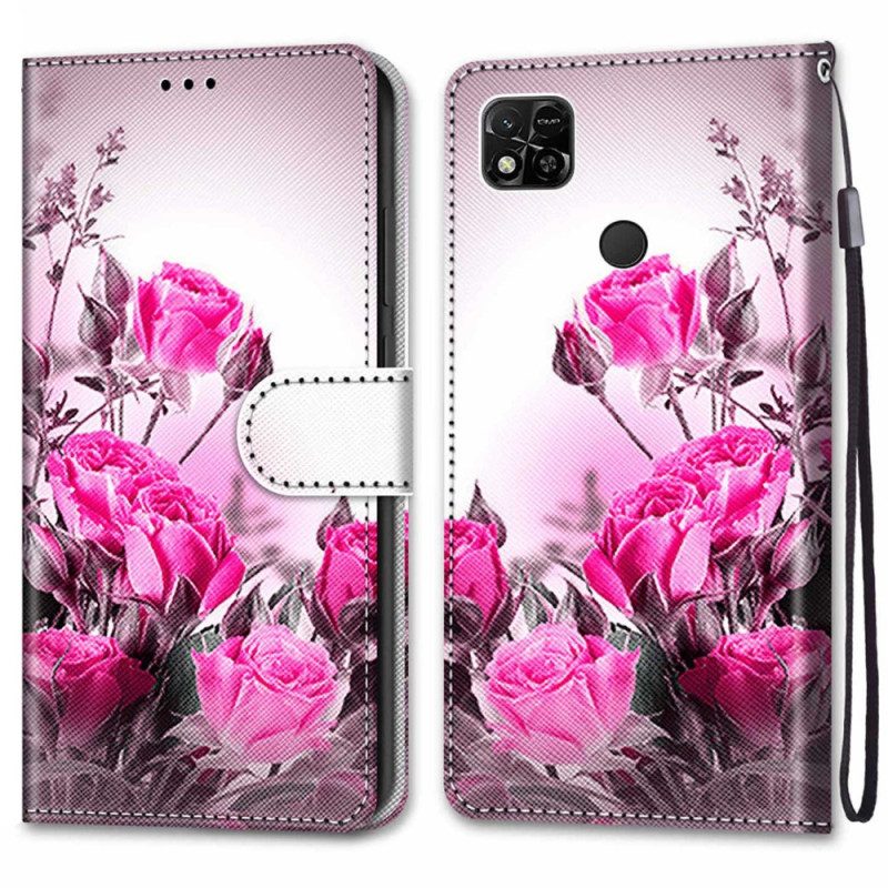 Custodia in pelle Xiaomi Redmi 10A Cinturino Rose