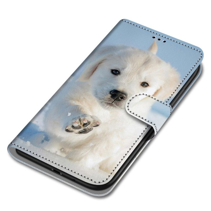 Custodia in pelle Xiaomi Redmi 10A Cucciolo Di Neve Strappy