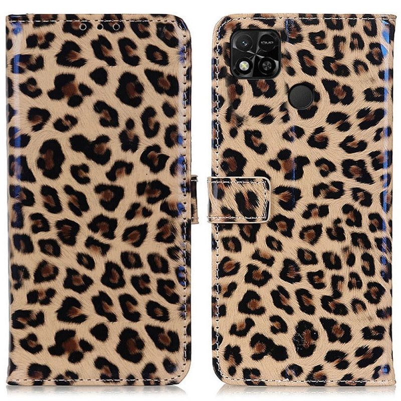 Custodia in pelle Xiaomi Redmi 10A Effetto Pelle Di Leopardo