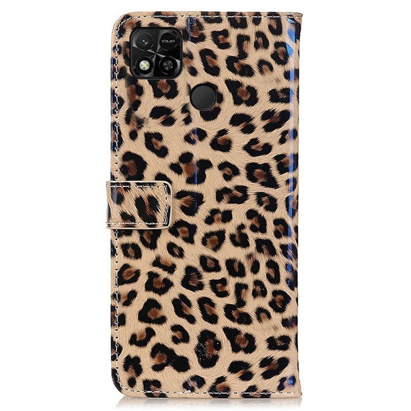 Custodia in pelle Xiaomi Redmi 10A Effetto Pelle Di Leopardo