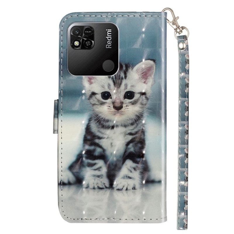 Custodia in pelle Xiaomi Redmi 10A Gattino Strappy