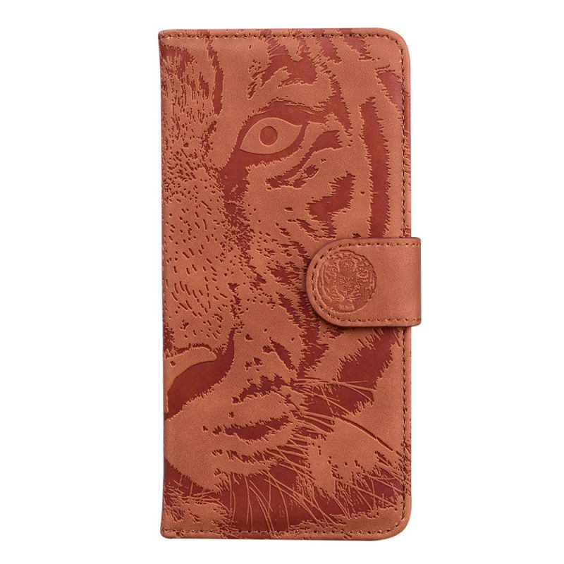 Custodia in pelle Xiaomi Redmi 10A Impronta Di Tigre