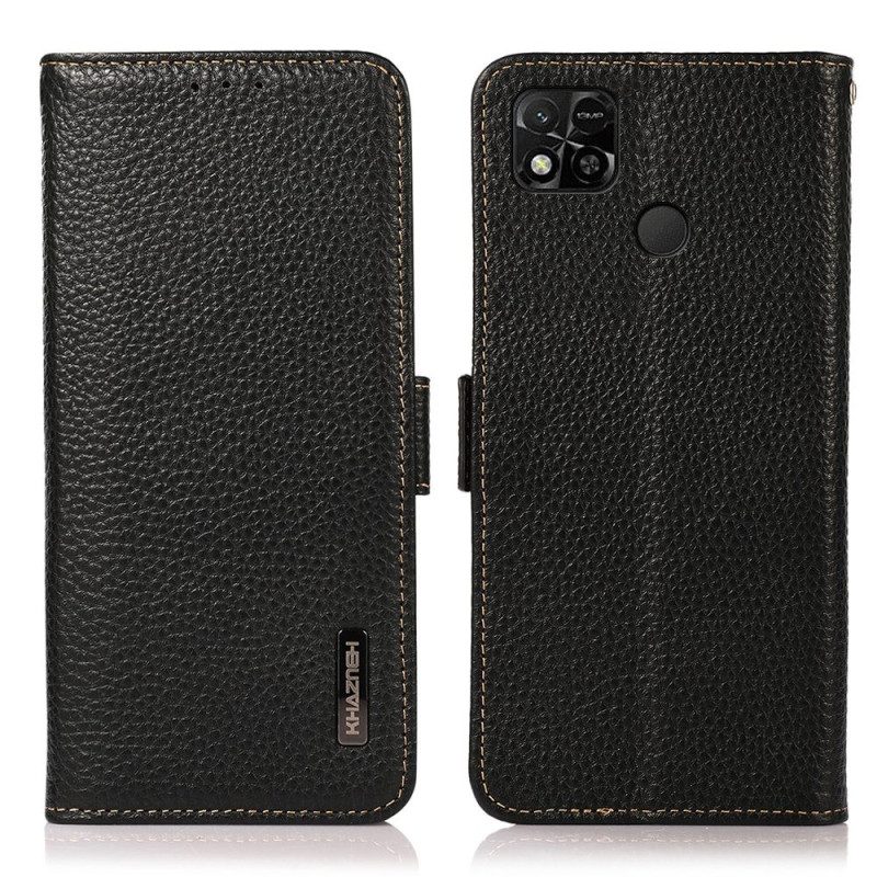 Custodia in pelle Xiaomi Redmi 10A Pelle Litchi Khazneh Rfid