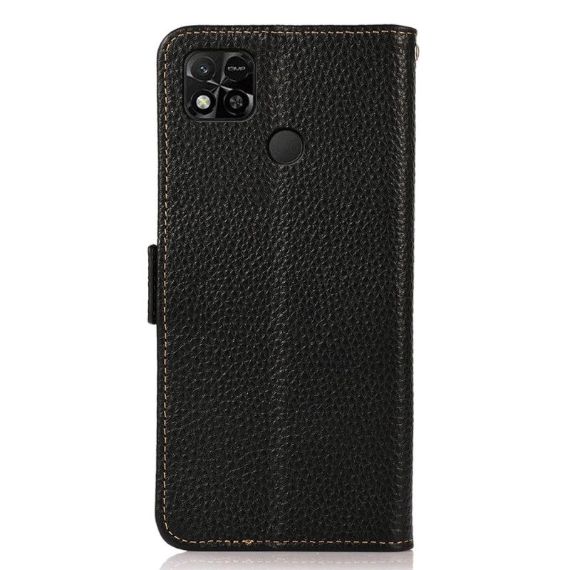 Custodia in pelle Xiaomi Redmi 10A Pelle Litchi Khazneh Rfid