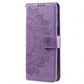 Custodia in pelle Xiaomi Redmi 10A Mandala Sole Con Cordino