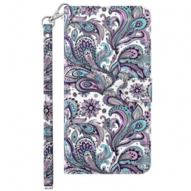 Custodia in pelle Xiaomi Redmi 10A Motivo Paisley Con Spalline