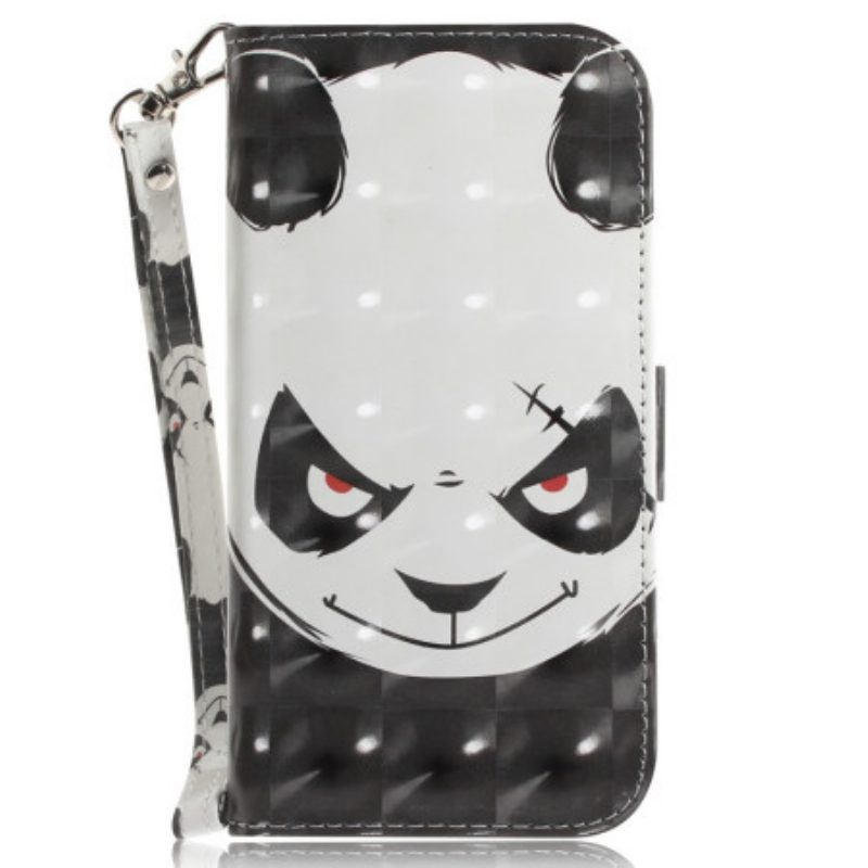 Custodia in pelle Xiaomi Redmi 10A Panda Arrabbiato Con Cordino