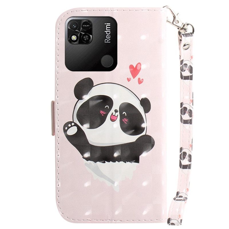 Custodia in pelle Xiaomi Redmi 10A Panda Love Con Cordino