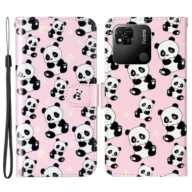 Custodia in pelle Xiaomi Redmi 10A Panda Strappy