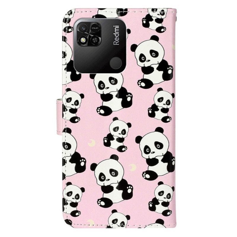 Custodia in pelle Xiaomi Redmi 10A Panda Strappy