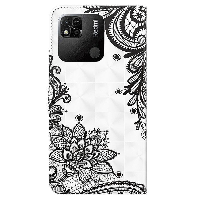 Custodia in pelle Xiaomi Redmi 10A Pizzo Con Spalline