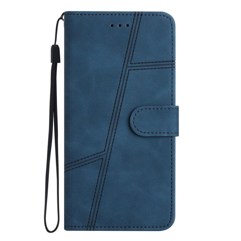 Custodia in pelle Xiaomi Redmi 10A Strappy Stile Geometrico In Pelle