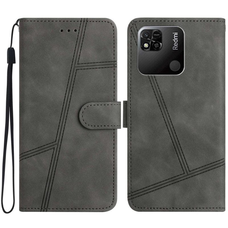 Custodia in pelle Xiaomi Redmi 10A Strappy Stile Geometrico In Pelle