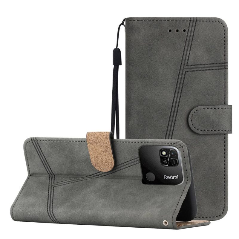 Custodia in pelle Xiaomi Redmi 10A Strappy Stile Geometrico In Pelle