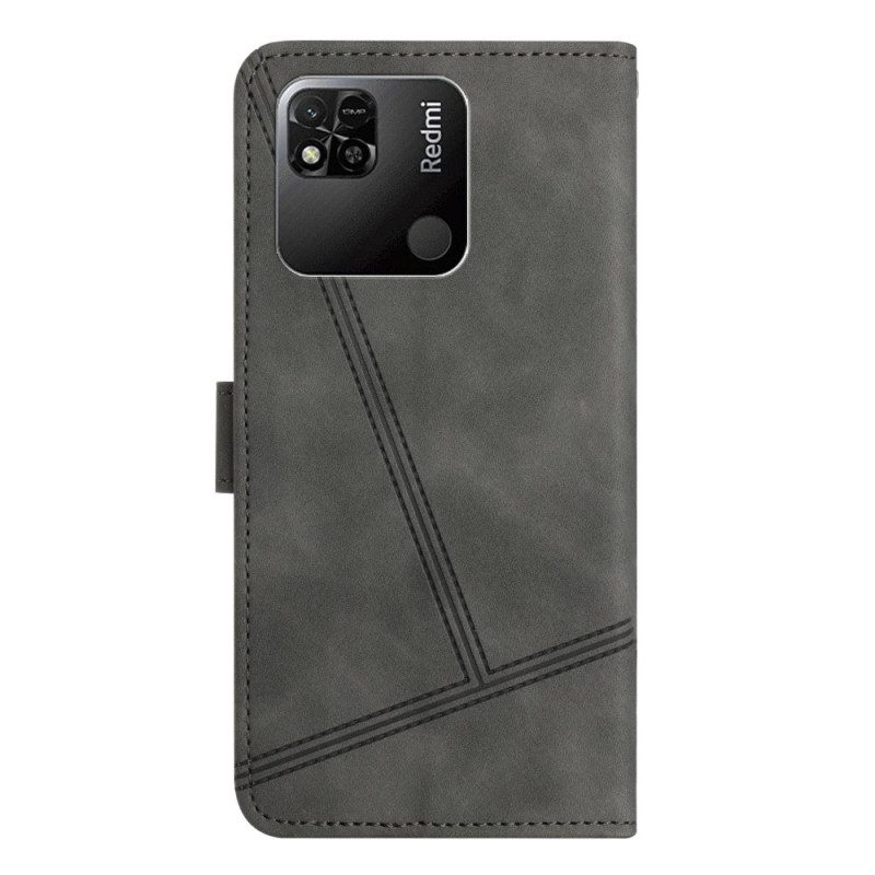 Custodia in pelle Xiaomi Redmi 10A Strappy Stile Geometrico In Pelle