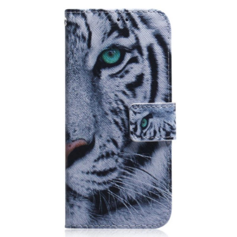 Custodia in pelle Xiaomi Redmi 10A Tigre Bianca