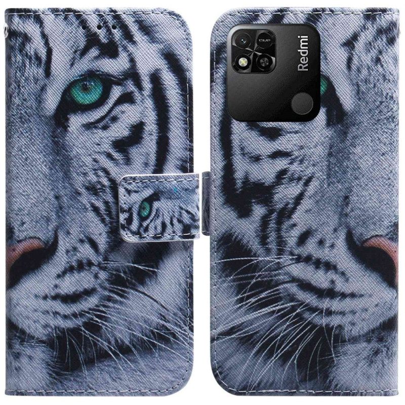 Custodia in pelle Xiaomi Redmi 10A Tigre Bianca