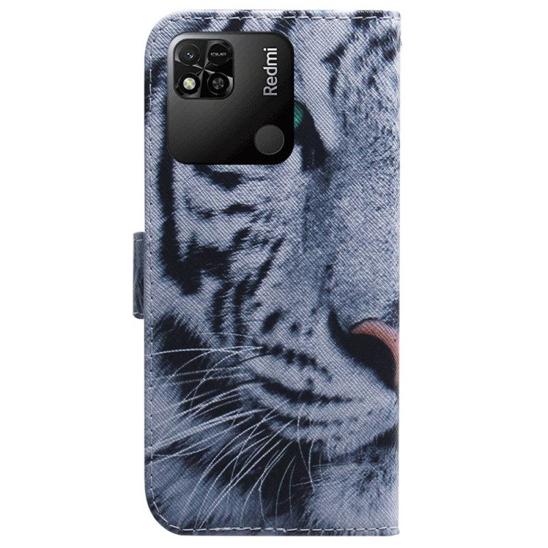 Custodia in pelle Xiaomi Redmi 10A Tigre Bianca