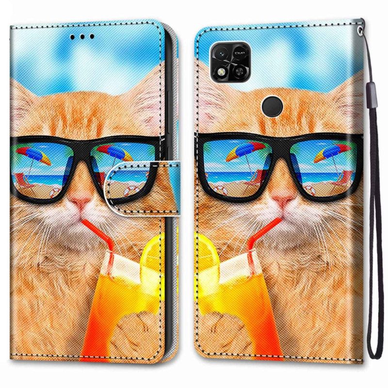 Folio Cover Xiaomi Redmi 10A Albero Gatto Relax