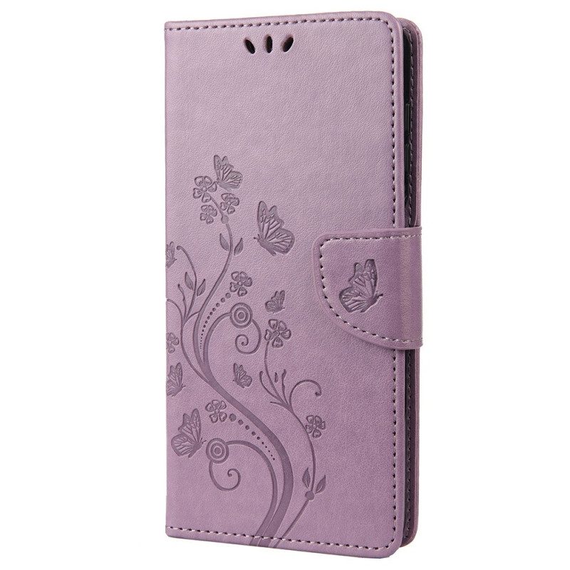 Folio Cover Xiaomi Redmi 10A Cinturino Farfalle E Fiori