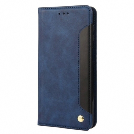 Folio Cover Xiaomi Redmi 10A Custodia in pelle Bicolore Con Rivetto