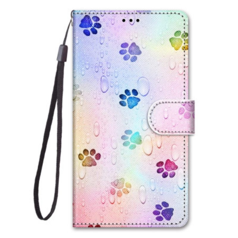 Folio Cover Xiaomi Redmi 10A Tracce Di Cani Strappy