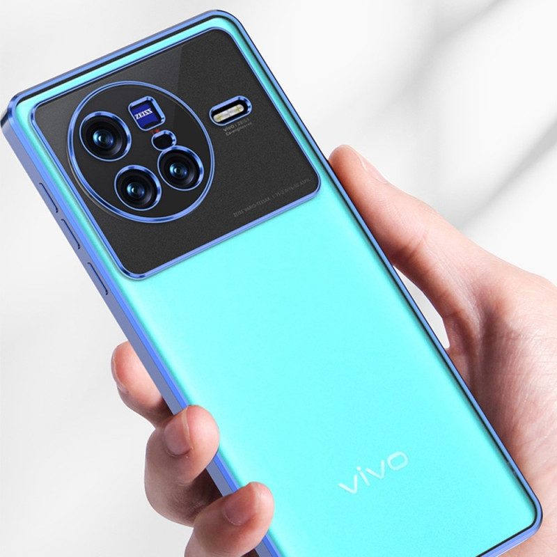 Cover Vivo X80 Pro Contorno Metallico Trasparente