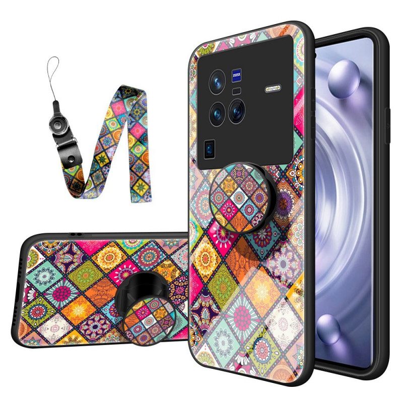 Cover Vivo X80 Pro Supporto Magnetico Patchwork