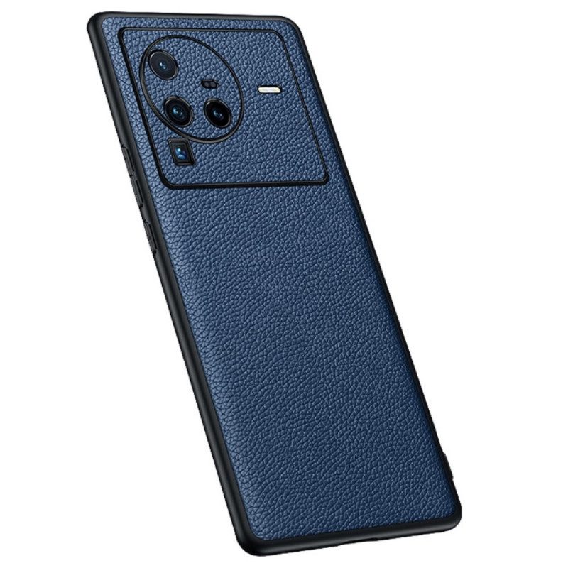 Cover Vivo X80 Pro Vera Pelle Di Litchi