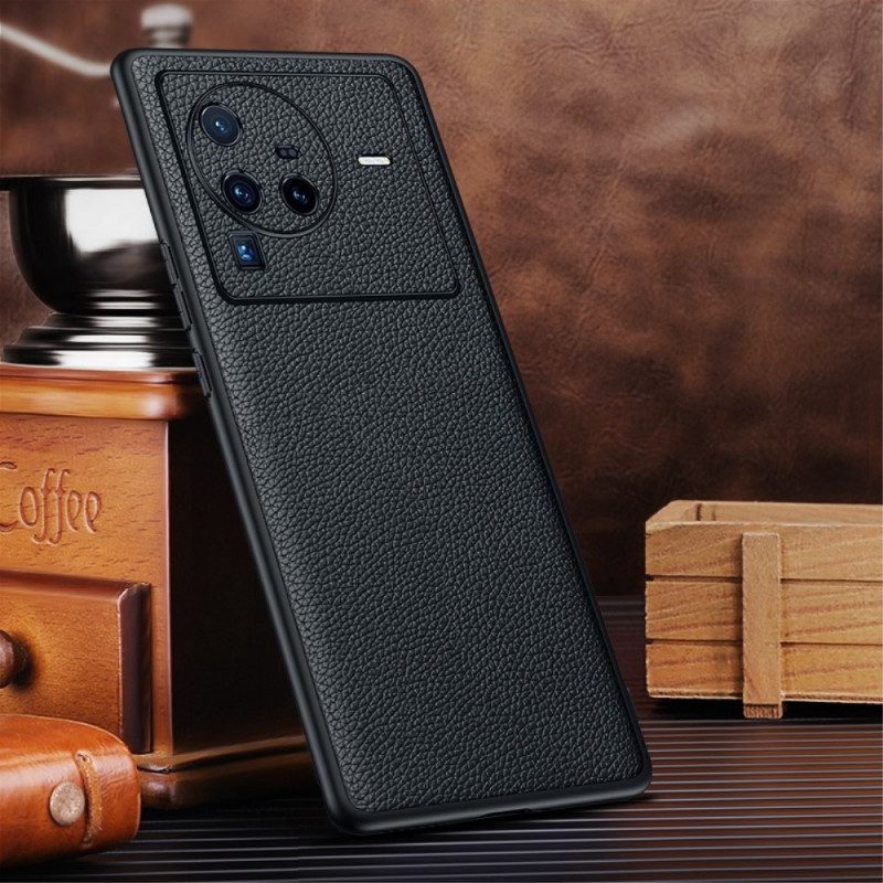 Cover Vivo X80 Pro Vera Pelle Di Litchi