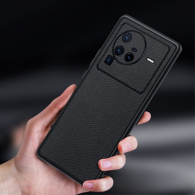 Cover Vivo X80 Pro Vera Pelle Di Litchi