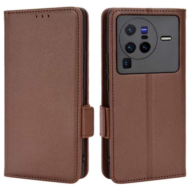 Custodia in pelle Vivo X80 Pro Folio Cover Flap Doppio Nuovi Colori